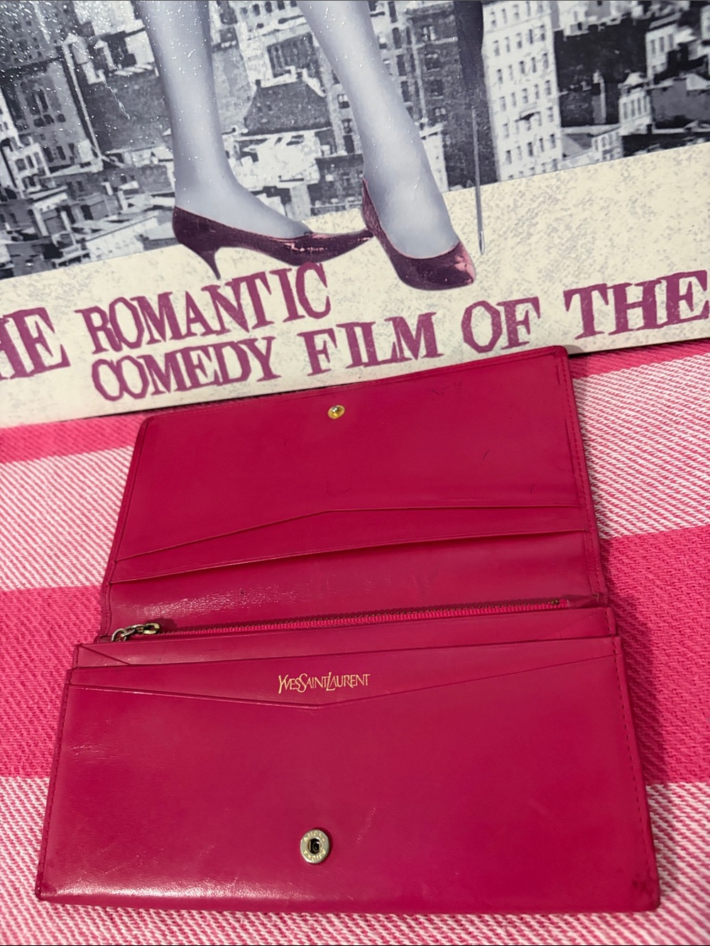 Saint Laurent Embossed Monogram Leather Clutch - Fuchsia - Picture 4 of 11